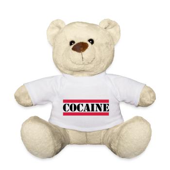 cocaine Schriftzug mit roten Linien - Teddy - Weiß - Vorne