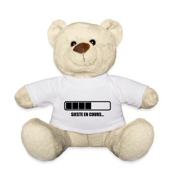 Sieste en cours - Humour - Drôle - Blague - Fun - Nounours - blanc - Devant