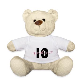 10 ans dix numéro de calligraphie 10e anniversaire - Nounours - blanc - Devant