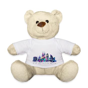Skyline Barcelona by The Manzanita's - Teddy Bear - white - Front