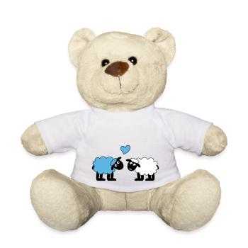 sheep happily in love sheep sheep lamb heart - Teddy Bear - white - Front