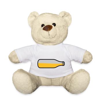 Liegende Bier Flasche - Teddy - Weiß - Vorne