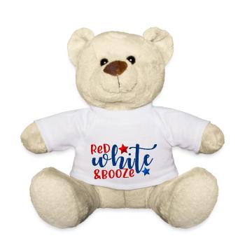 red white booze 4th of july america - Teddy Bear - white - Front