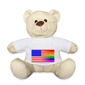 Gay Rainbow Wall American Flag - Teddy Bear - white - Front