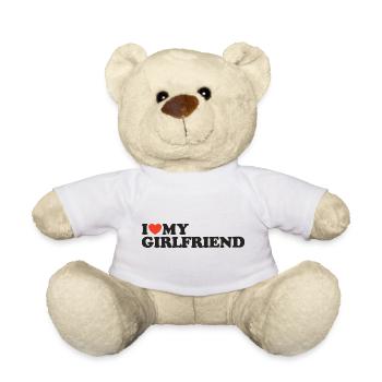 I love my girlfriend Herz Shirt - Teddy - Weiß - Vorne