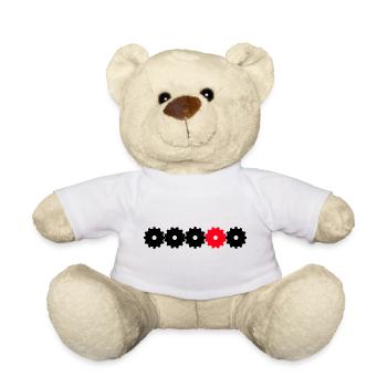 Zahnräder in schwarz und rot - Teddy - Weiß - Vorne