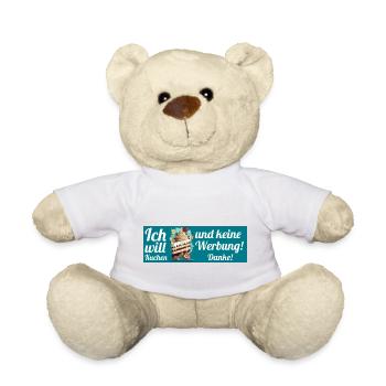 Ich will Kuchen und keine Werbung! Keine Werbung! - Teddy - Weiß - Vorne