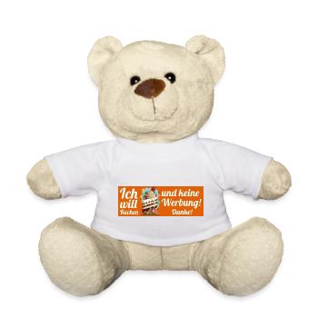 Ich will Kuchen und keine Werbung! Keine Werbung! - Teddy - Weiß - Vorne
