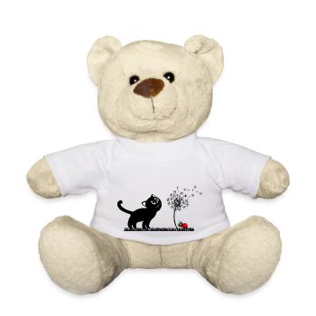 Frühlingsdesign - Katze, Pusteblume, Marienkäfer - Teddy - Weiß - Vorne