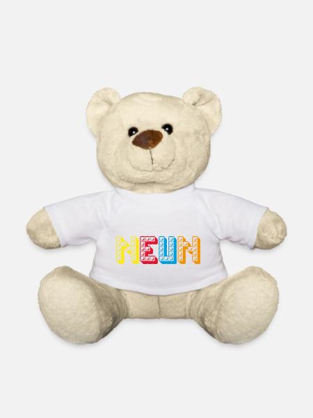 Kinder 9 Jahre Bausteine 9. Geburtstag - Teddy - Weiß