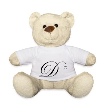 Letter of calligraphy heart - Teddy Bear - white - Front