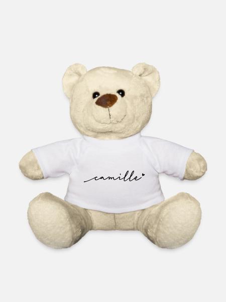 Nom cursif de Camille - Nounours - blanc