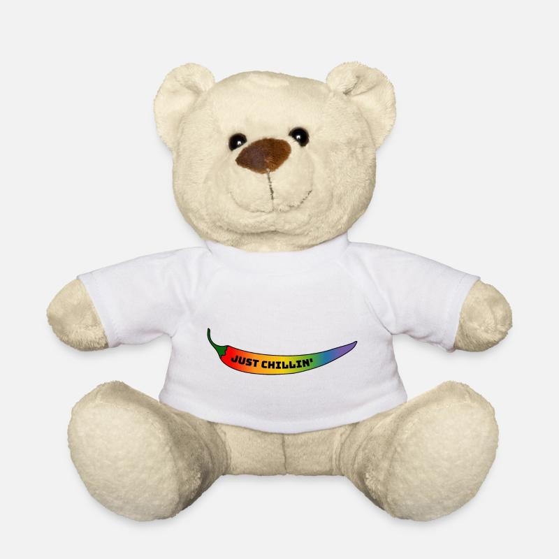 CSD Gay T Shirt Regenbogen Chili just chillin - Teddy - Weiß