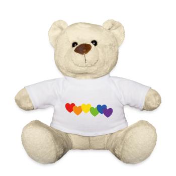 Coeurs couleurs arc-en-ciel - Nounours - blanc - Devant
