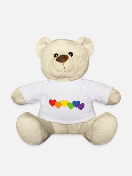 Herzen Regenbogenfarben - Teddy - Weiß