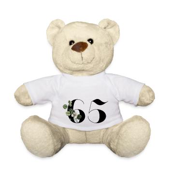 Nummer 65 Blumengrün - 65. Blumengeburtstag - Teddy - Weiß - Vorne