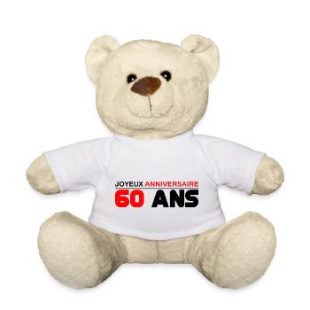 joyeux anniversaire 60 ans - Nounours - blanc - Devant