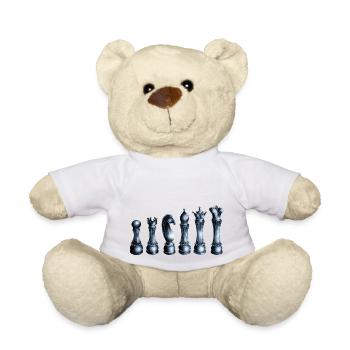 Illustration of shiny blue chess pieces - Teddy Bear - white - Front