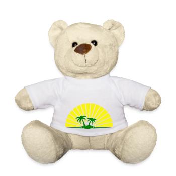 2 Palm Trees Island Beach Holiday Sun Rays Sea - Teddy Bear - white - Front