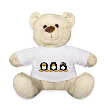 Three wise penguins don't hear anything say team - Teddy Bear - white - Front