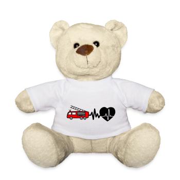 Feuerwehrauto Geschenk für Feuerwehrfans - Teddy - Weiß - Vorne