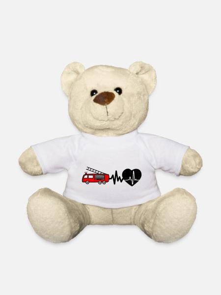 Feuerwehrauto Geschenk für Feuerwehrfans - Teddy - Weiß