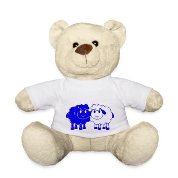Zwei Schafe Freunde Pärchen 2 Team Crew Klein Baby - Teddy - Weiß - Vorne