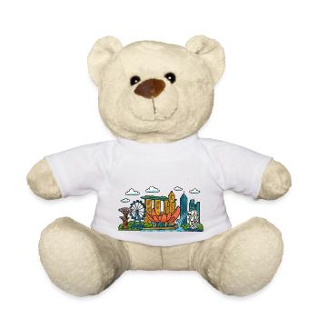 Horizon de la ville de Singapour - Nounours - blanc - Devant