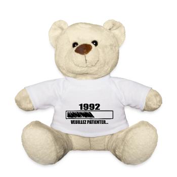 1992 Cadeau Anniversaire 1992 - Veuillez Patienter - Nounours - blanc - Devant