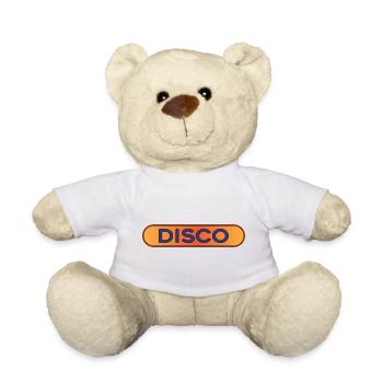 Badge rétro disco néon - Nounours - blanc - Devant