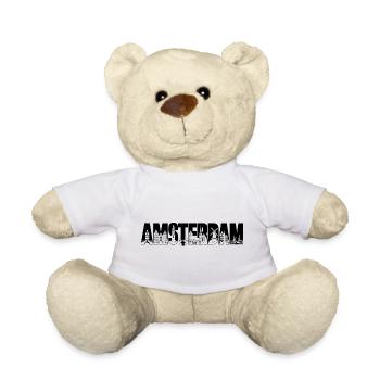 Amsterdam, Hollande, Pays-Bas, Vacances en silhouette - Nounours - blanc - Devant