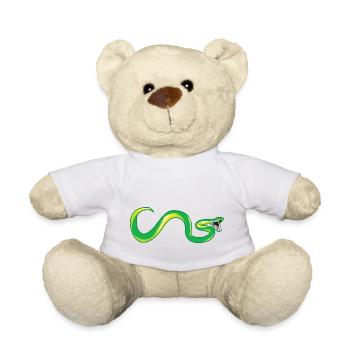Giftschlange grüne Mamba Schlange zeigt Giftzähne - Teddy - Weiß - Vorne
