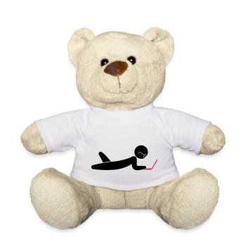Un programmeur utilisant un ordinateur portable - Nounours - blanc - Devant