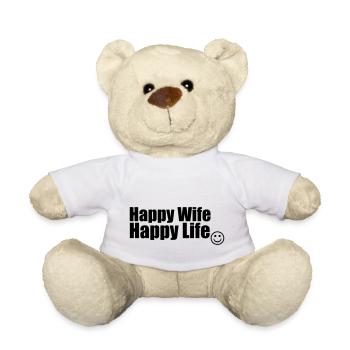 Happy Wife, Happy Life - Teddy - Weiß - Vorne
