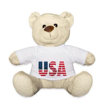 USA Amerika Stars and Stripes Used Look - Teddy - Weiß - Vorne
