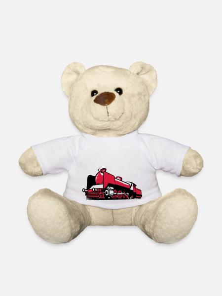 dampflok chemin de fer tendre - Nounours - blanc