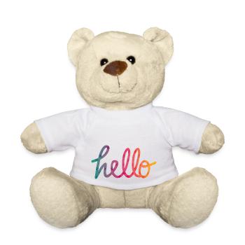Hello Typografie Regenbogen - Teddy - Weiß - Vorne