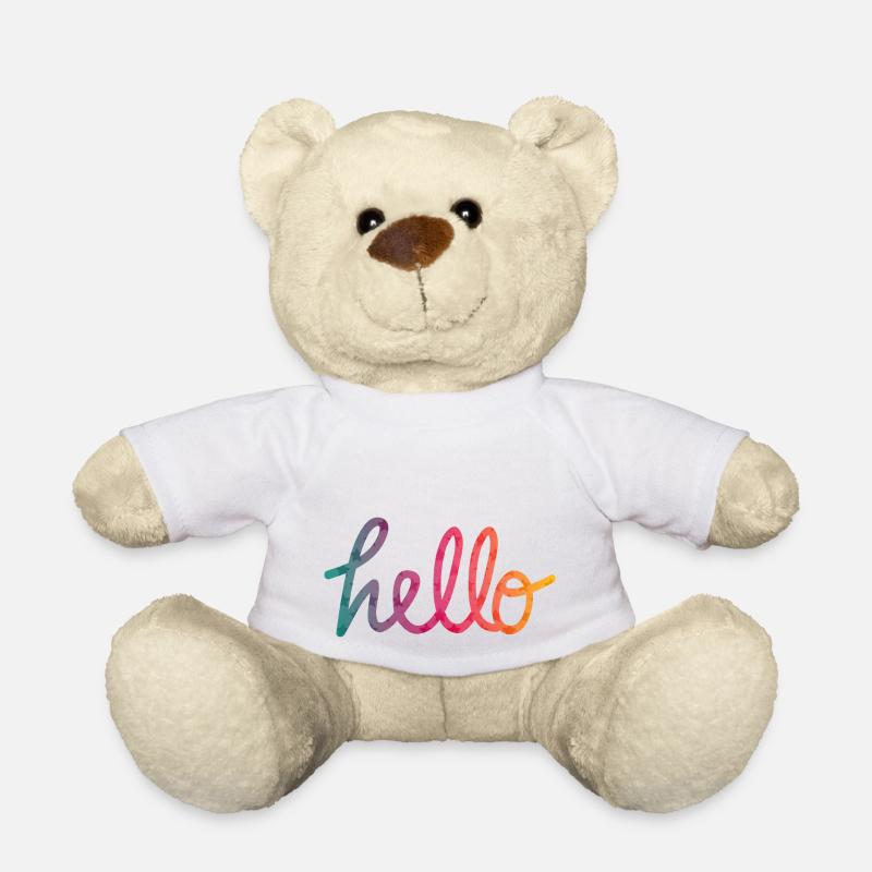 Hello Typografie Regenbogen - Teddy - Weiß