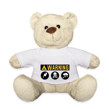 warning word skull plate lightning cloud foudr - Teddy Bear - white - Front