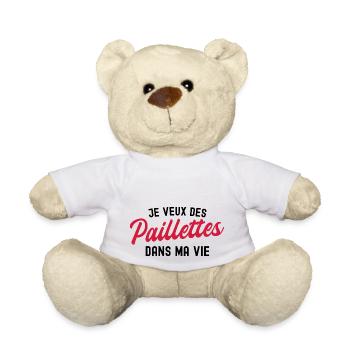 je veux des paillettes dans ma vie - Nounours - blanc - Devant