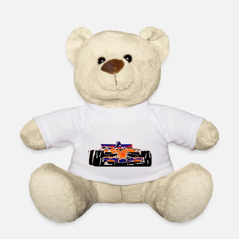 Voiture de course - Nounours - blanc