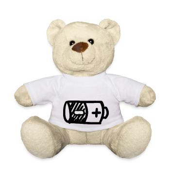T-Shirt Elektrische Batterie Batterie Wissenschaft - Teddy - Weiß - Vorne