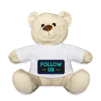 Follow Us Social Media Neon Design - Teddy Bear - white - Front