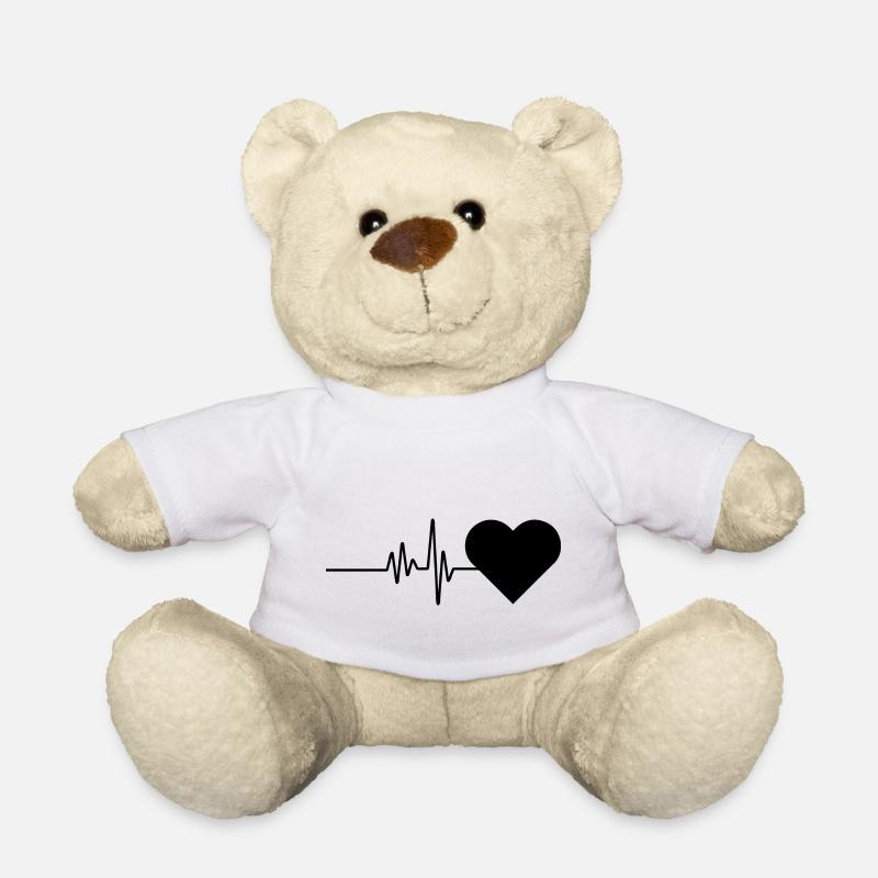 Heartbeat ECG Lifeline - Teddy Bear - white