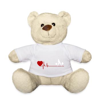 Blanc d’haltérophilie femelle avec la fréquence cardiaque rouge - Nounours - blanc - Devant