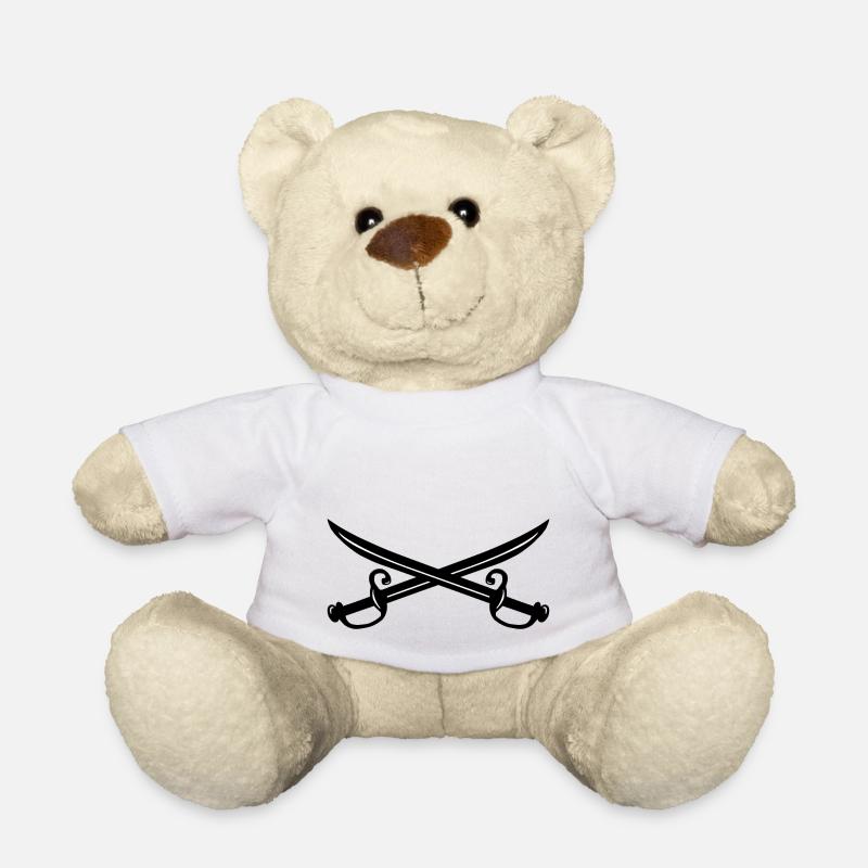 gekreuzte Schwerter, Pirat, Seeräuber - Teddy - Weiß
