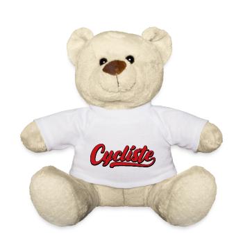 cycliste vélo rouge - Nounours - blanc - Devant