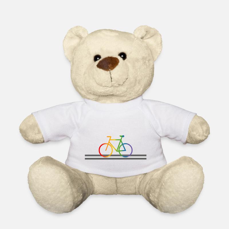 Street Rainbow Bicycle - Teddy Bear - white