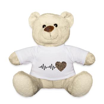 heart leopard heartbeat gift idea - Teddy Bear - white - Front