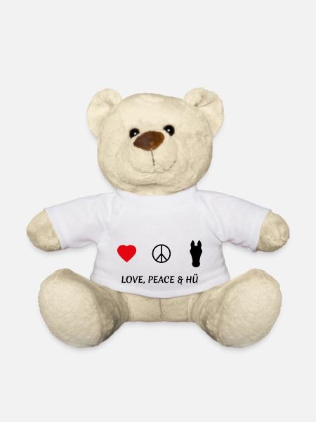 LOVE PEACE und HÜ - Teddy - Weiß